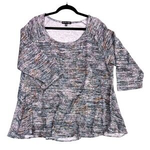 Kim & Cami Womens‎ 3X Tunic Top Multicolor 3/4 Sleeve Round Neck Casual